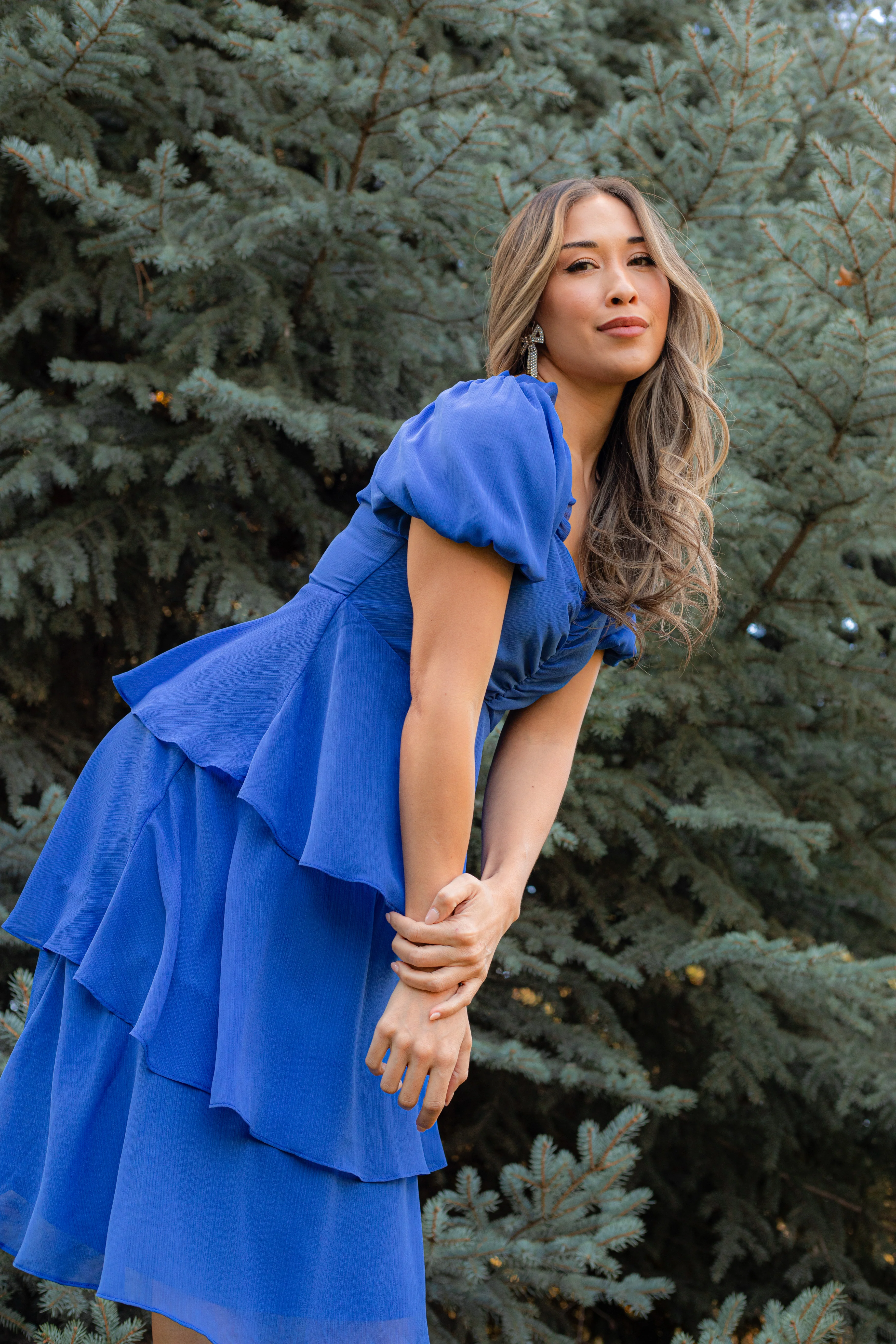 THE ANGEL CHIFFON MIDI DRESS IN ROYAL BLUE BY PINK DESERT - Payfeveri