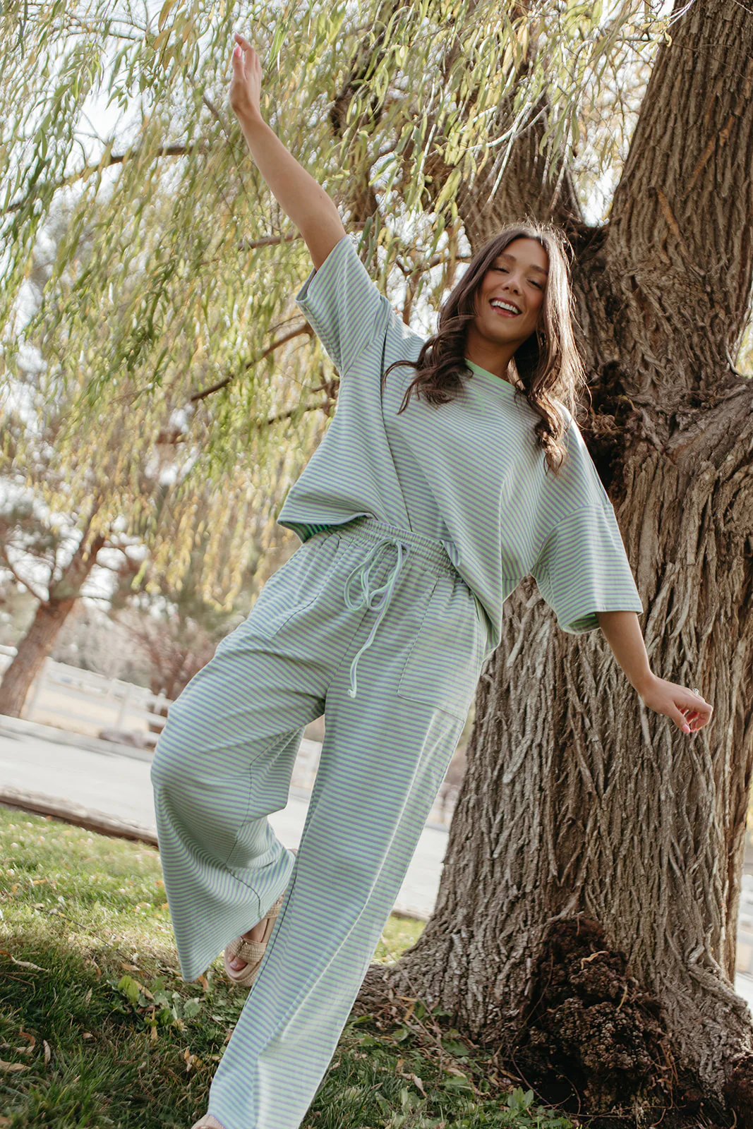 THE CHARITY STRIPED SET IN MINT & LILAC - Payfeveri