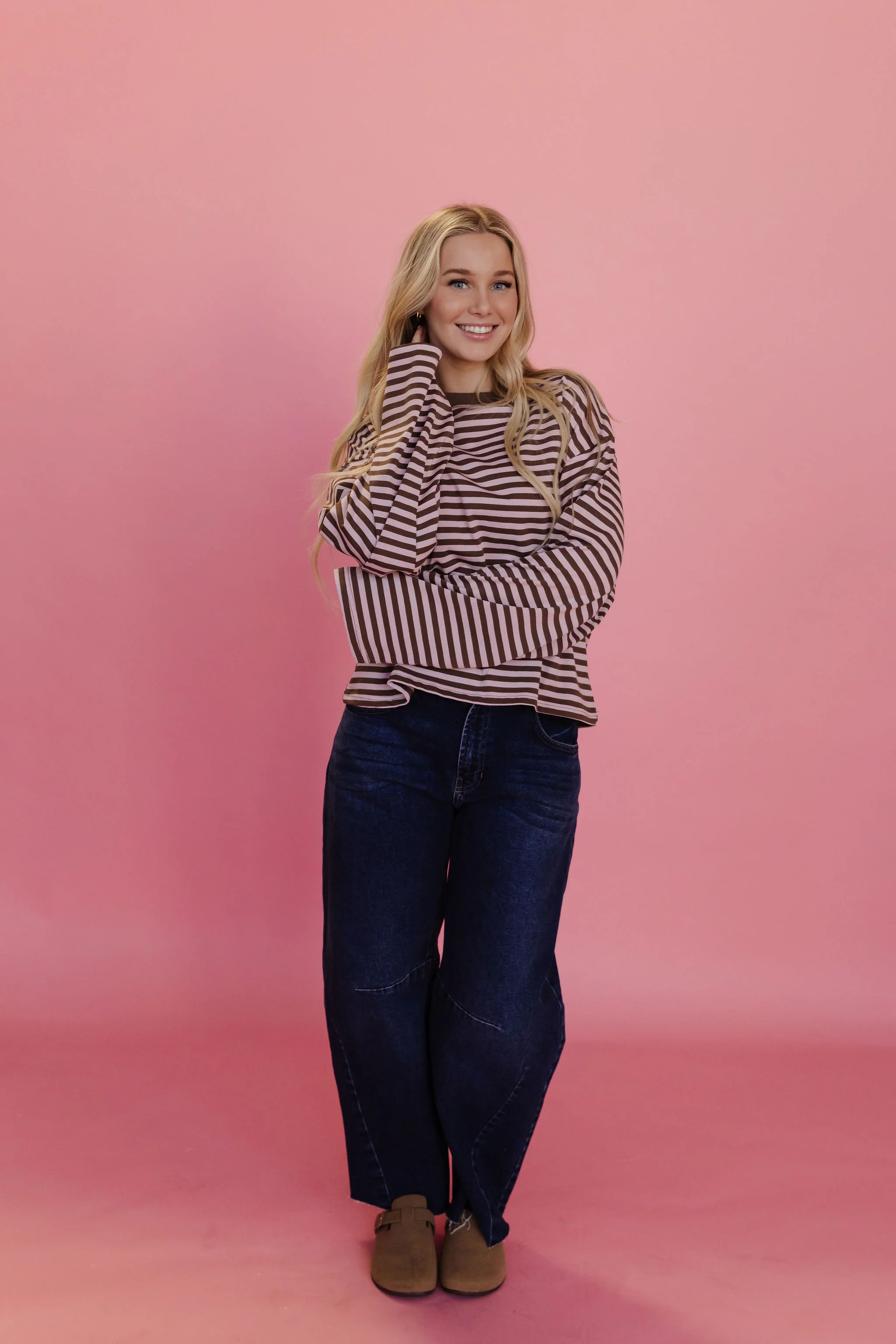 THE NEHEMIA STRIPED TOP IN PINK - Payfeveri