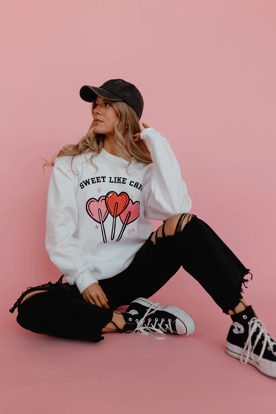 THE SWEET LIKE CANDY PULLOVER IN WHITE BY PINK DESERT - Payfeveri
