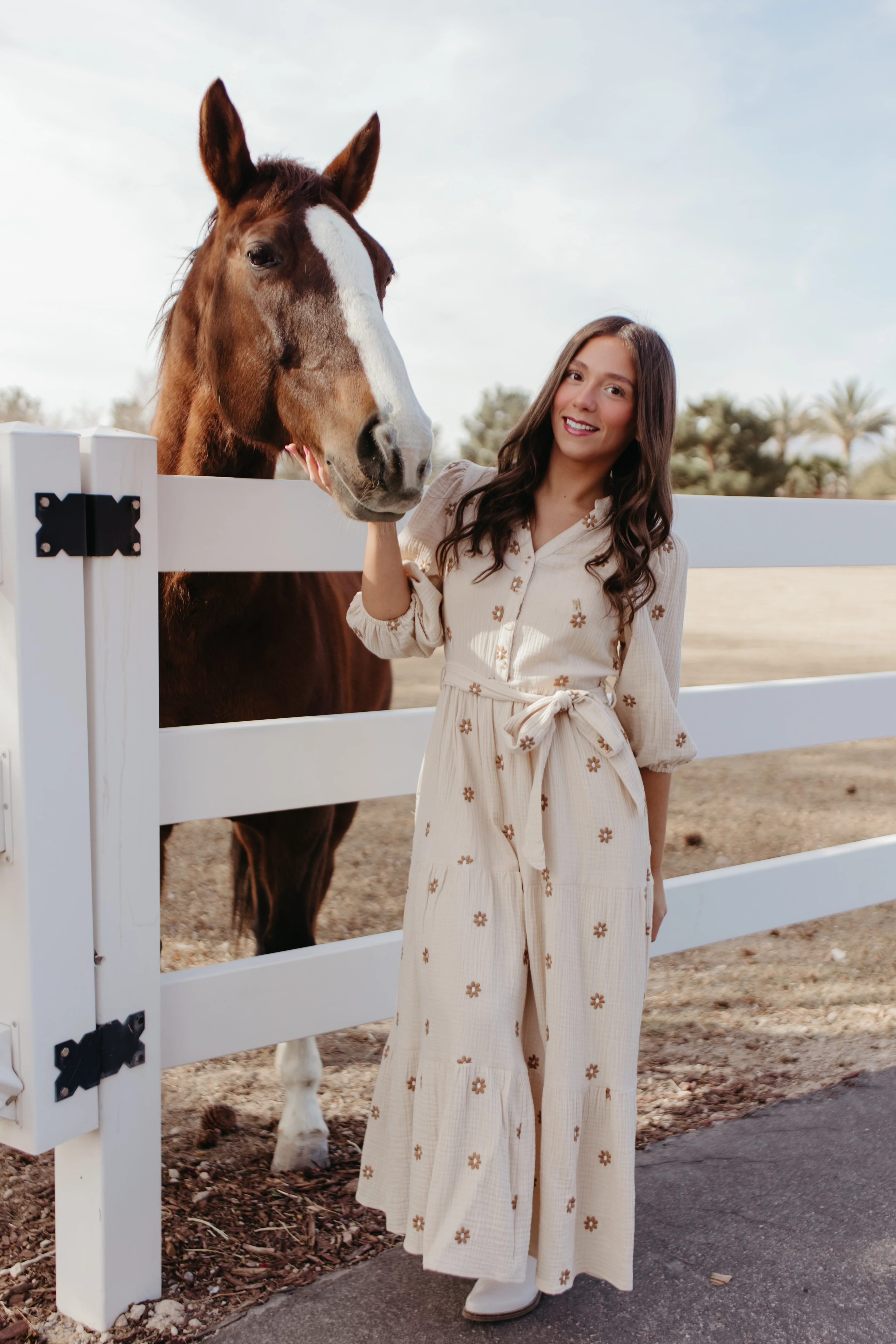 THE MONICA EMBROIDERED FLOWER DRESS IN TAUPE - Payfeveri