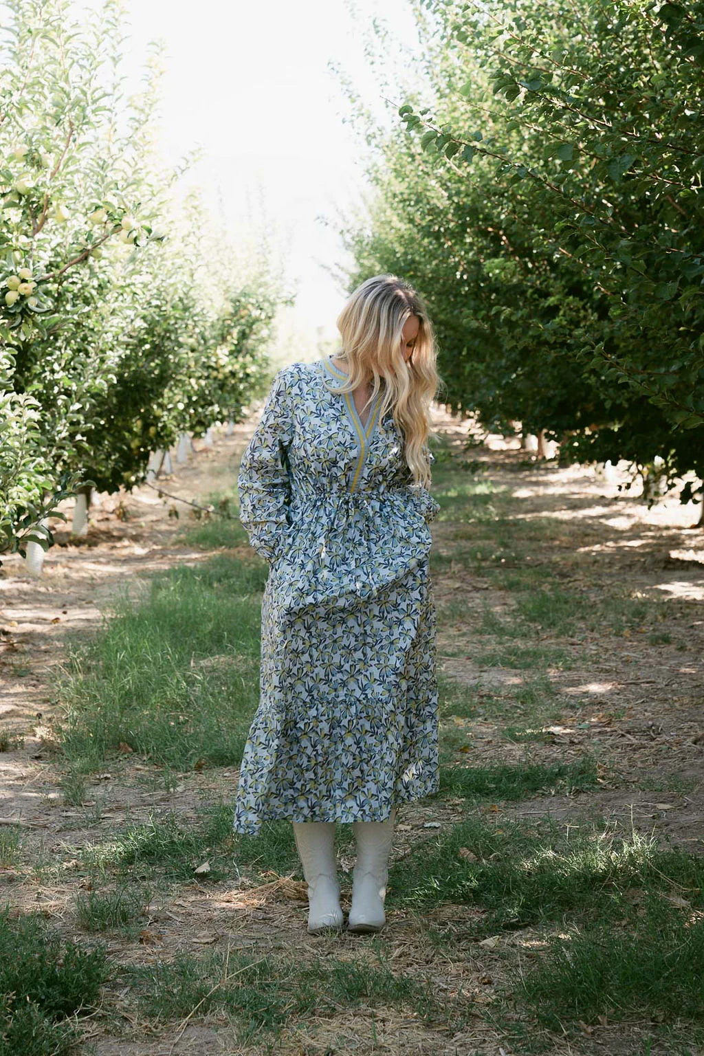 THE PAULA TIERED FLORAL DRESS IN BLUE - Payfeveri