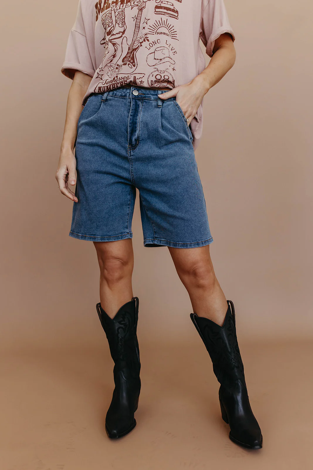 THE BRANDY HIGH-RISE BERMUDA DENIM SHORTS - Payfeveri