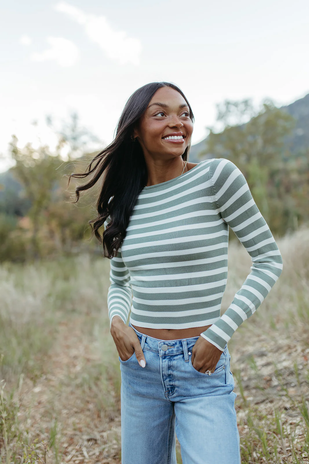 THE ADDISON STRIPED SWEATER IN OLIVE - Payfeveri