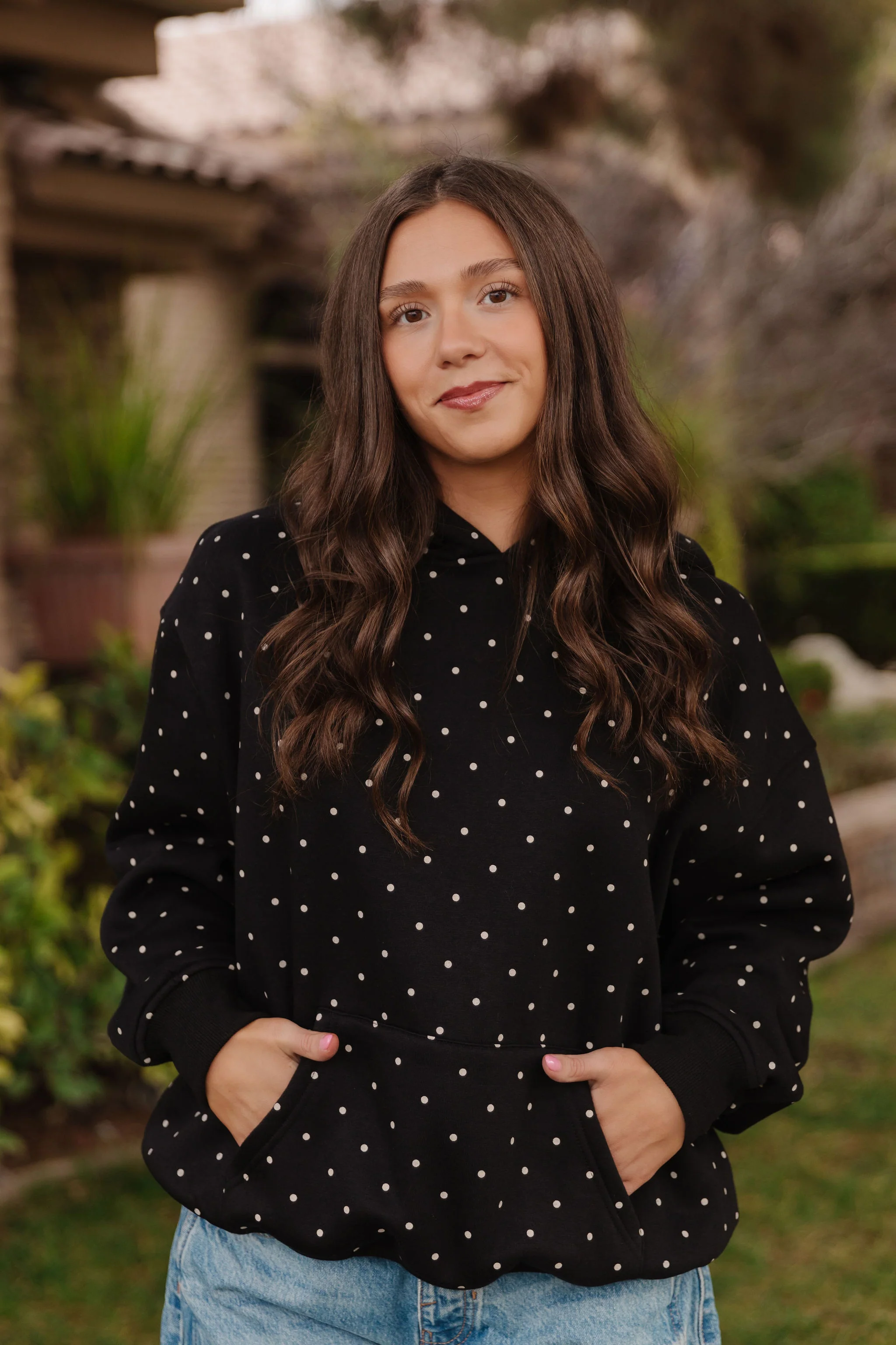 THE CLAIRE POLKADOT HOODIE IN BLACK - Payfeveri