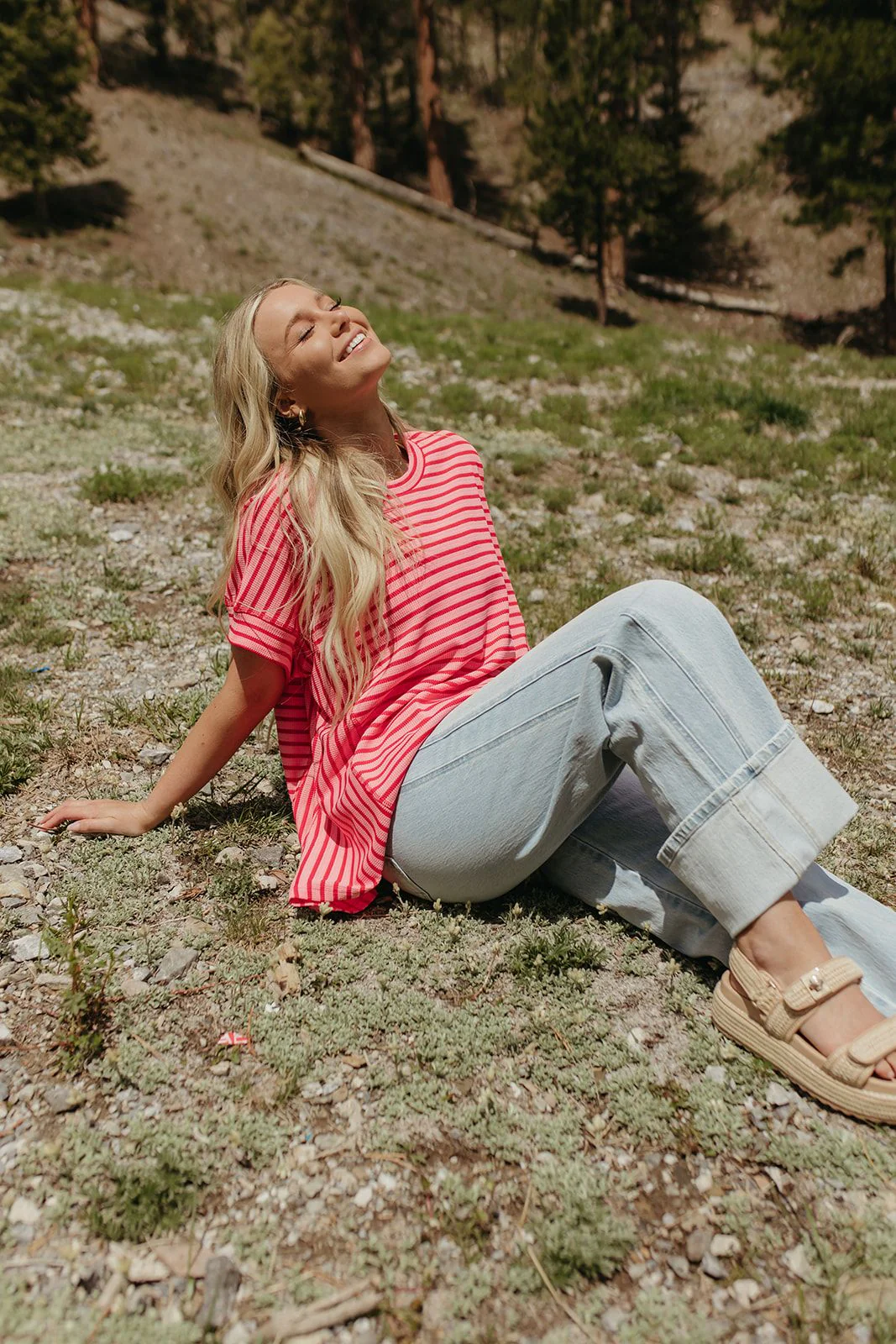 THE HAVEN STRIPED WAFFLE SHIRT IN PINK - Payfeveri