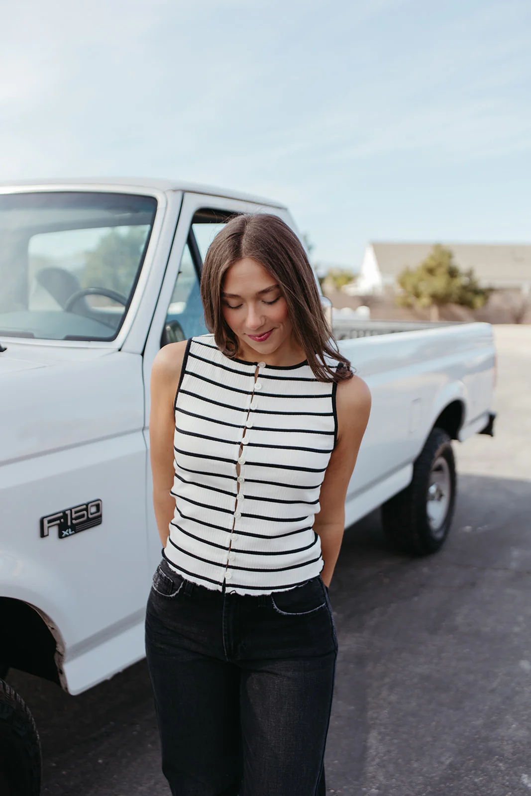 FREE PEOPLE TILLY STRIPED VEST IN BLACK AND WHITE - Payfeveri