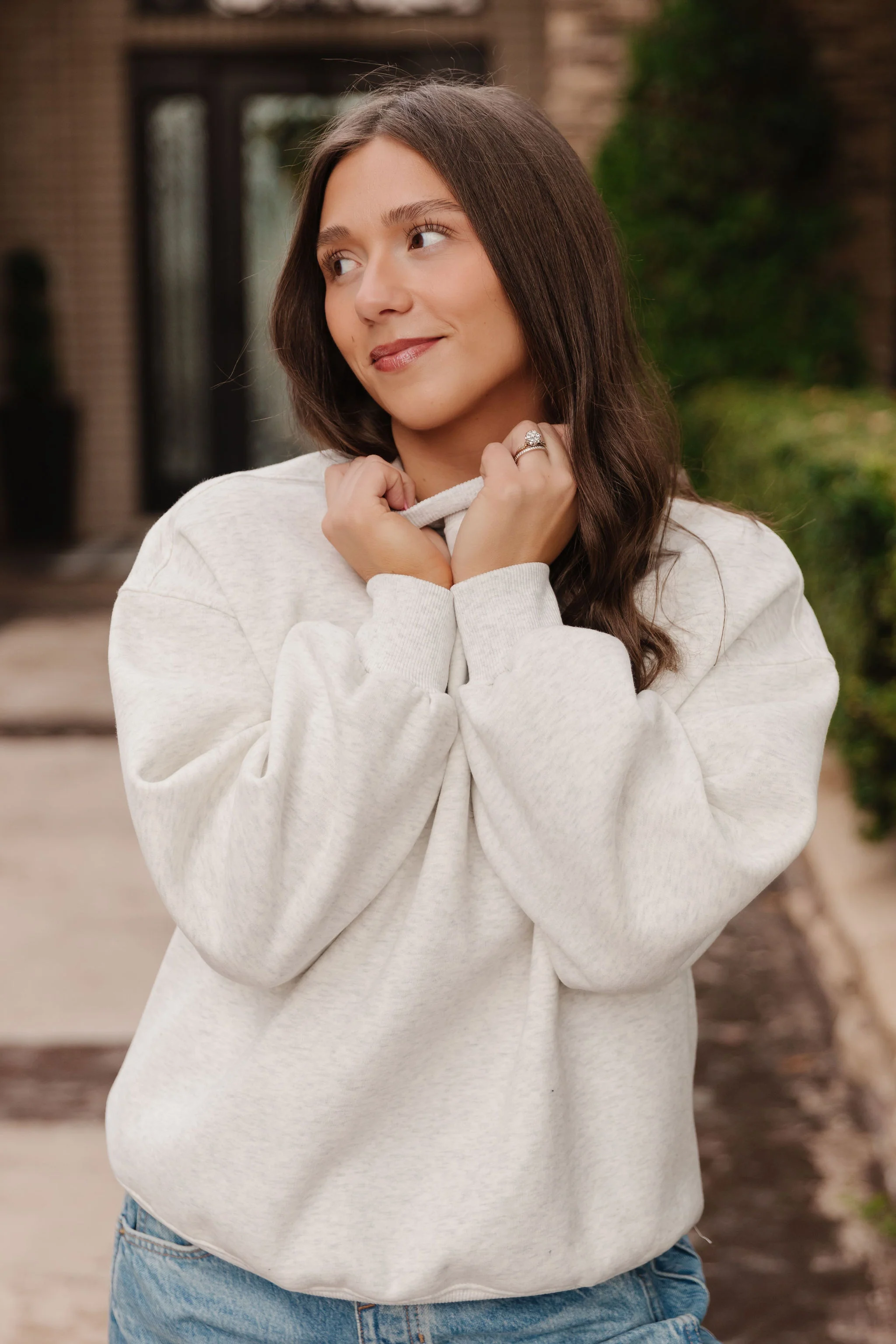 THE DIANNE MOCK NECK SWEATER IN WHITE MELANGE - Payfeveri