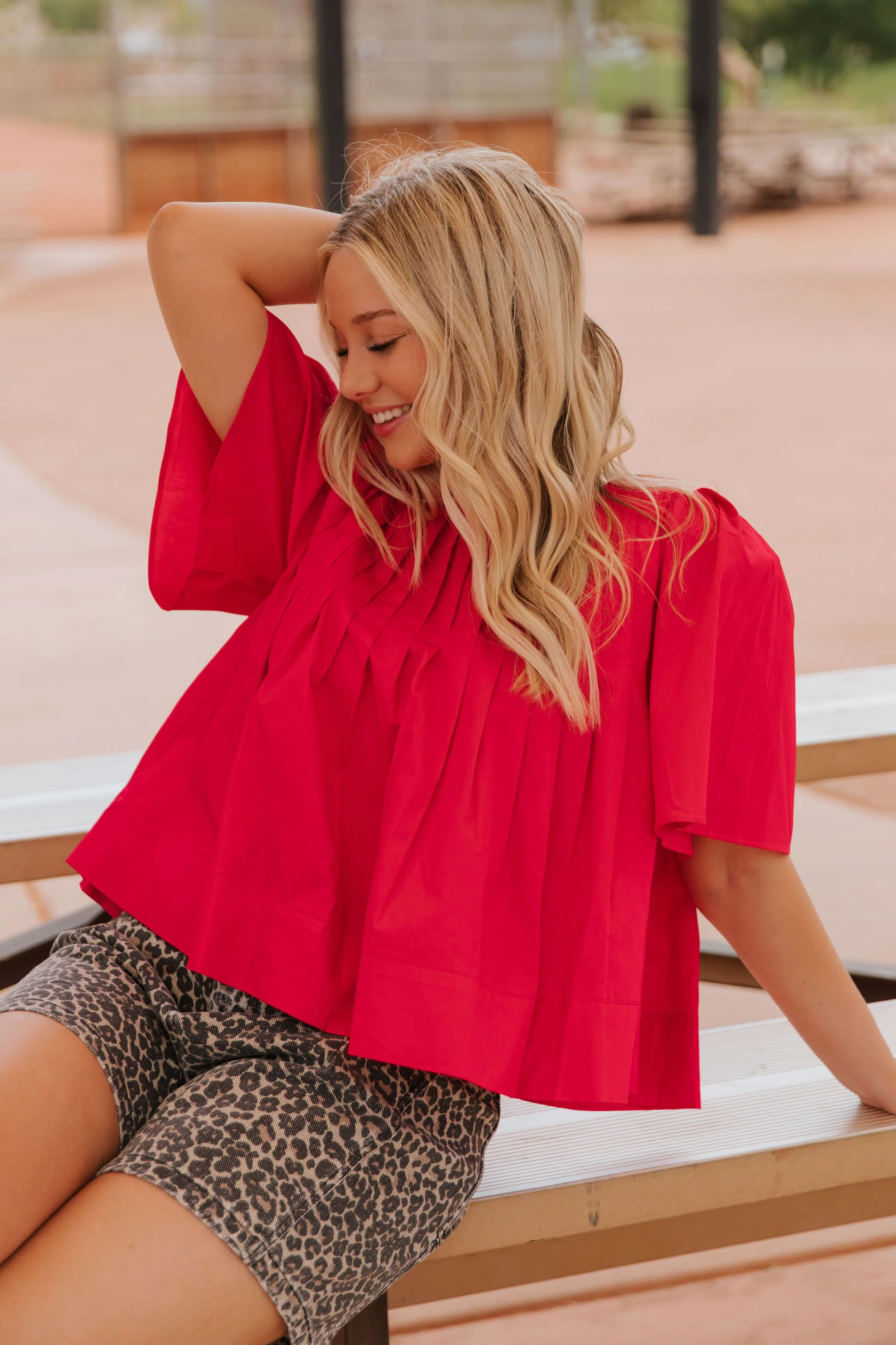 THE PADGETT PLEATED TOP IN PINK - Payfeveri