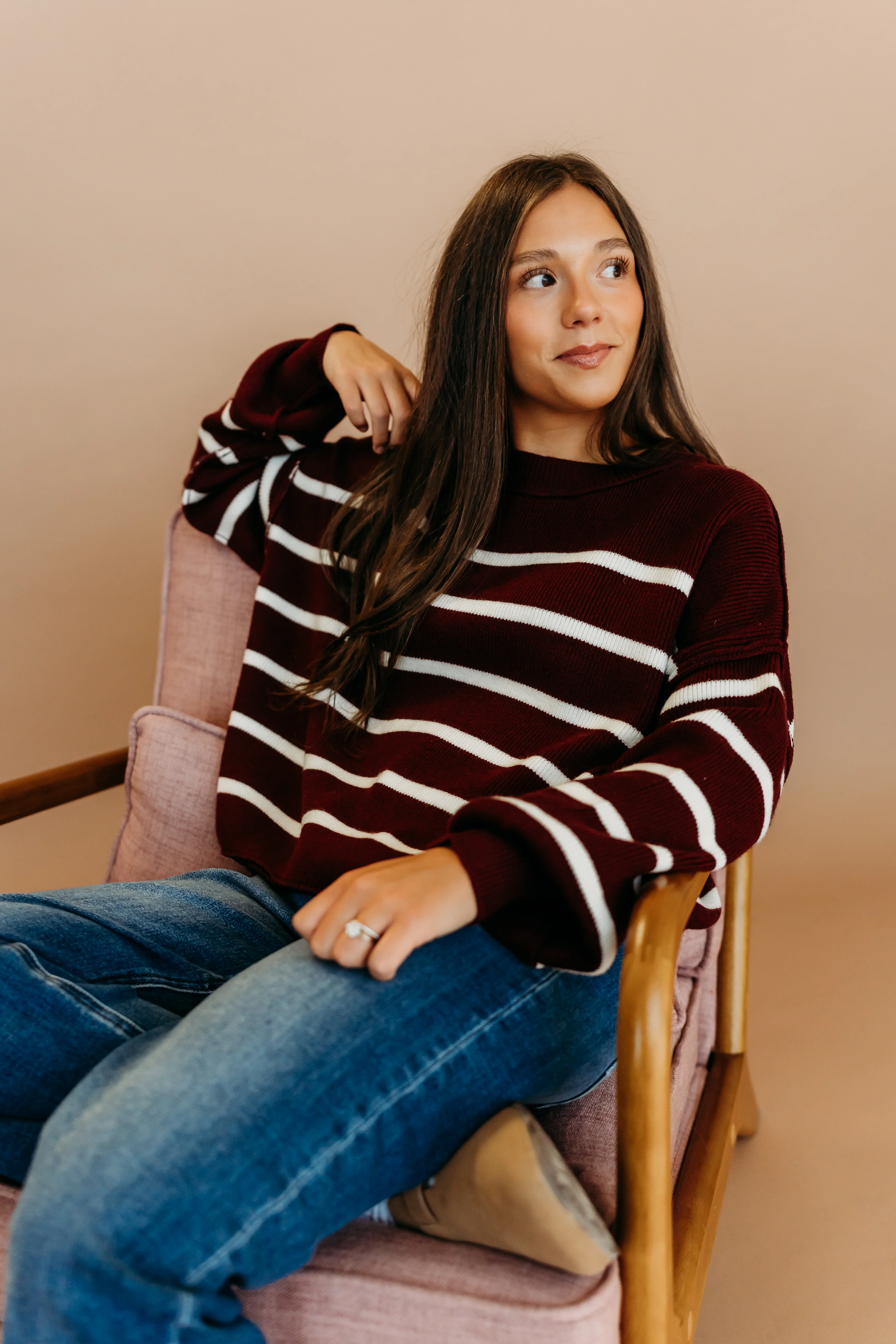 THE CLARKE STRIPED SWEATER IN BURGUNDY - Payfeveri