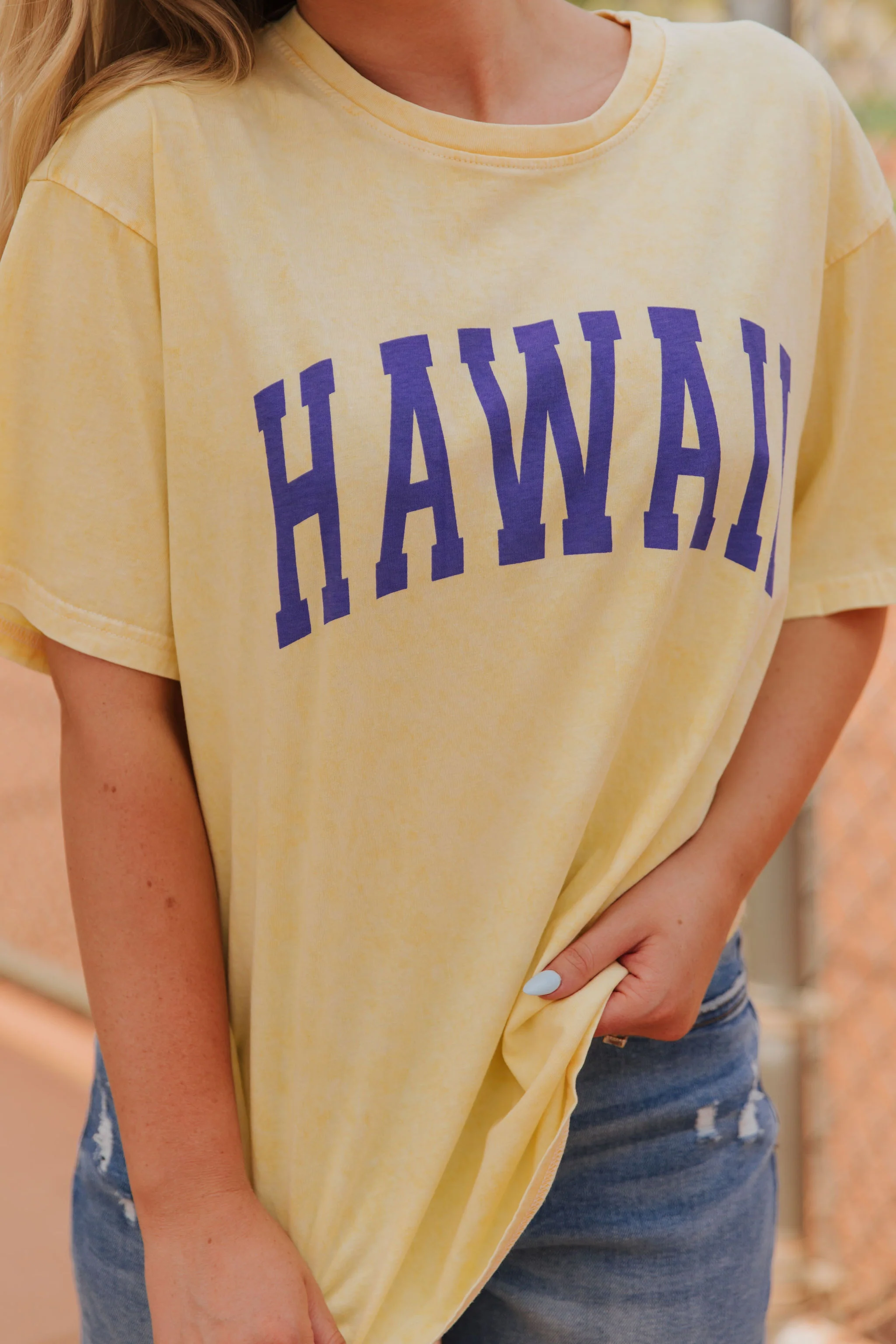 THE HAWAII OVERSIZED TOP IN WASHED YELLOW - Payfeveri