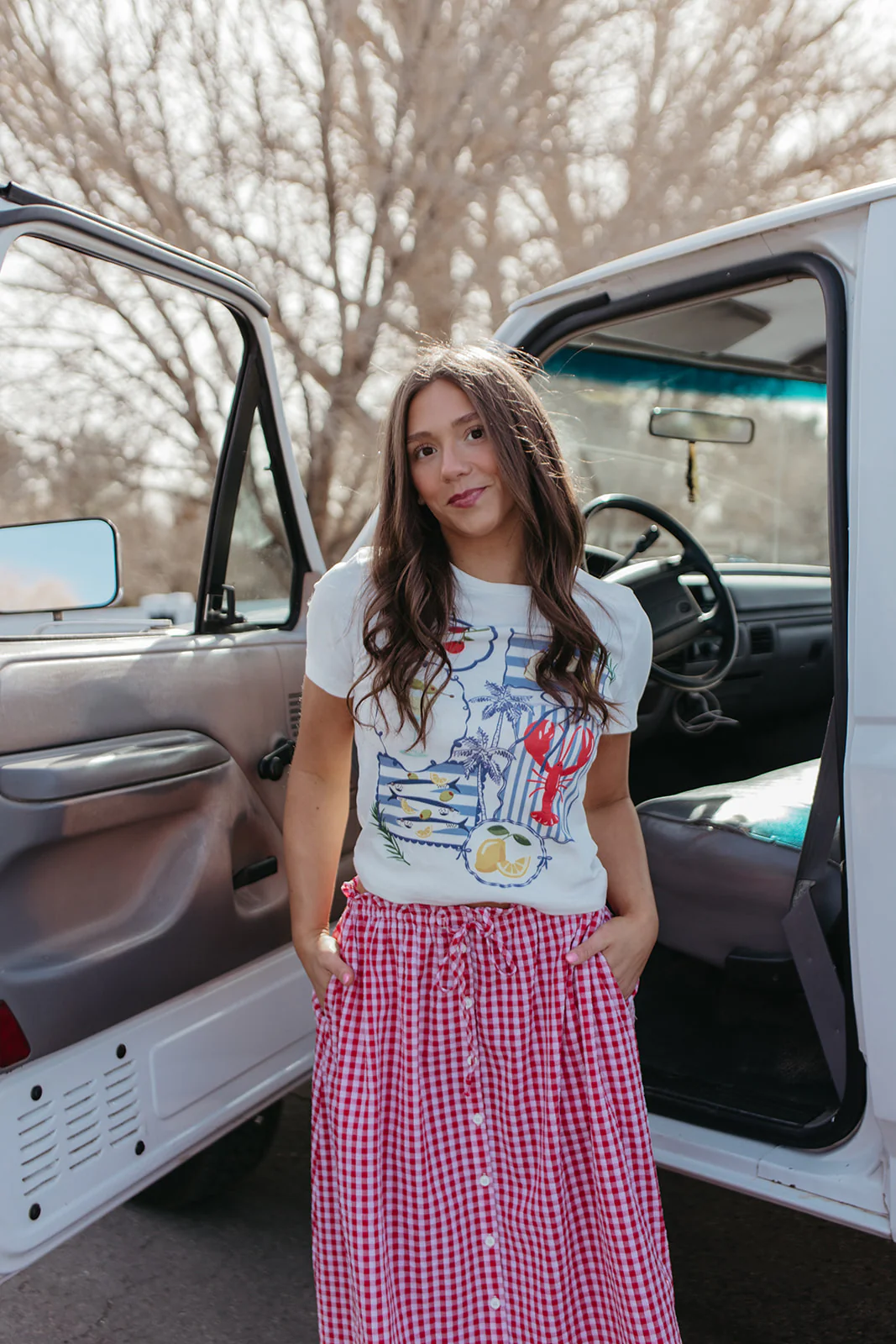 THE PHOEBE GINGHAM MAXI SKIRT IN ROSE - Payfeveri