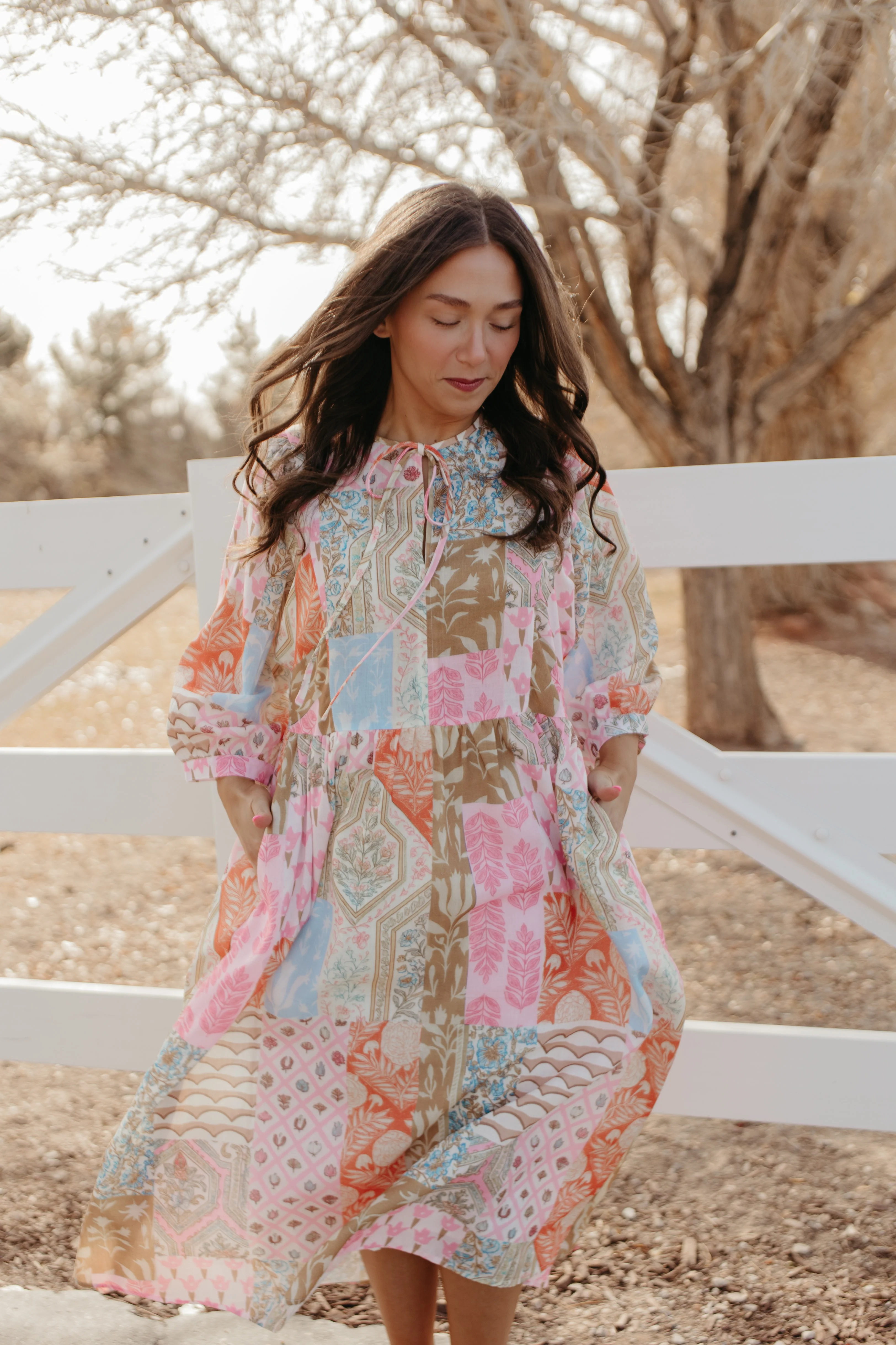 THE SALENA MULTI PRINT MAXI DRESS IN PINK - Payfeveri