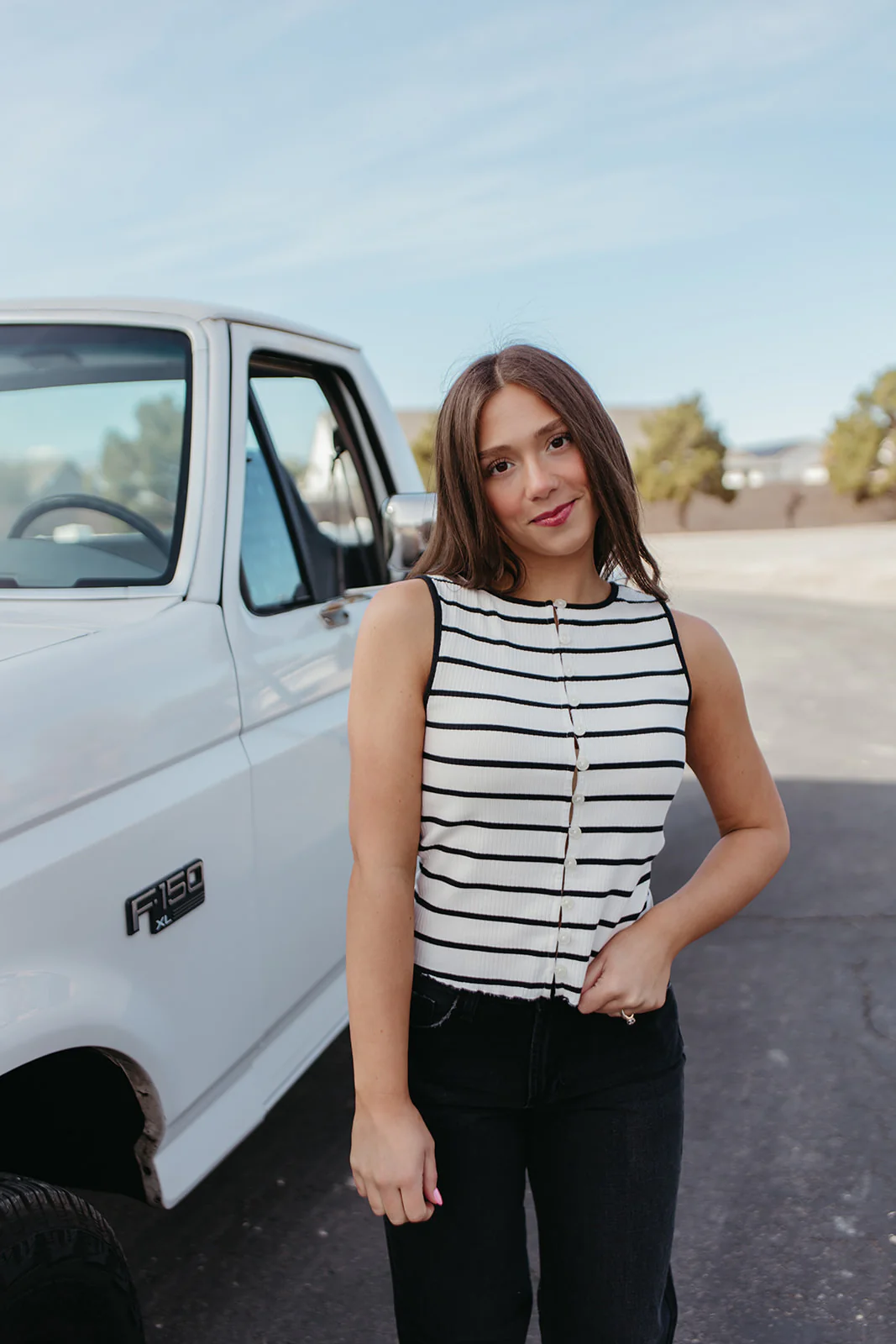 FREE PEOPLE TILLY STRIPED VEST IN BLACK AND WHITE - Payfeveri