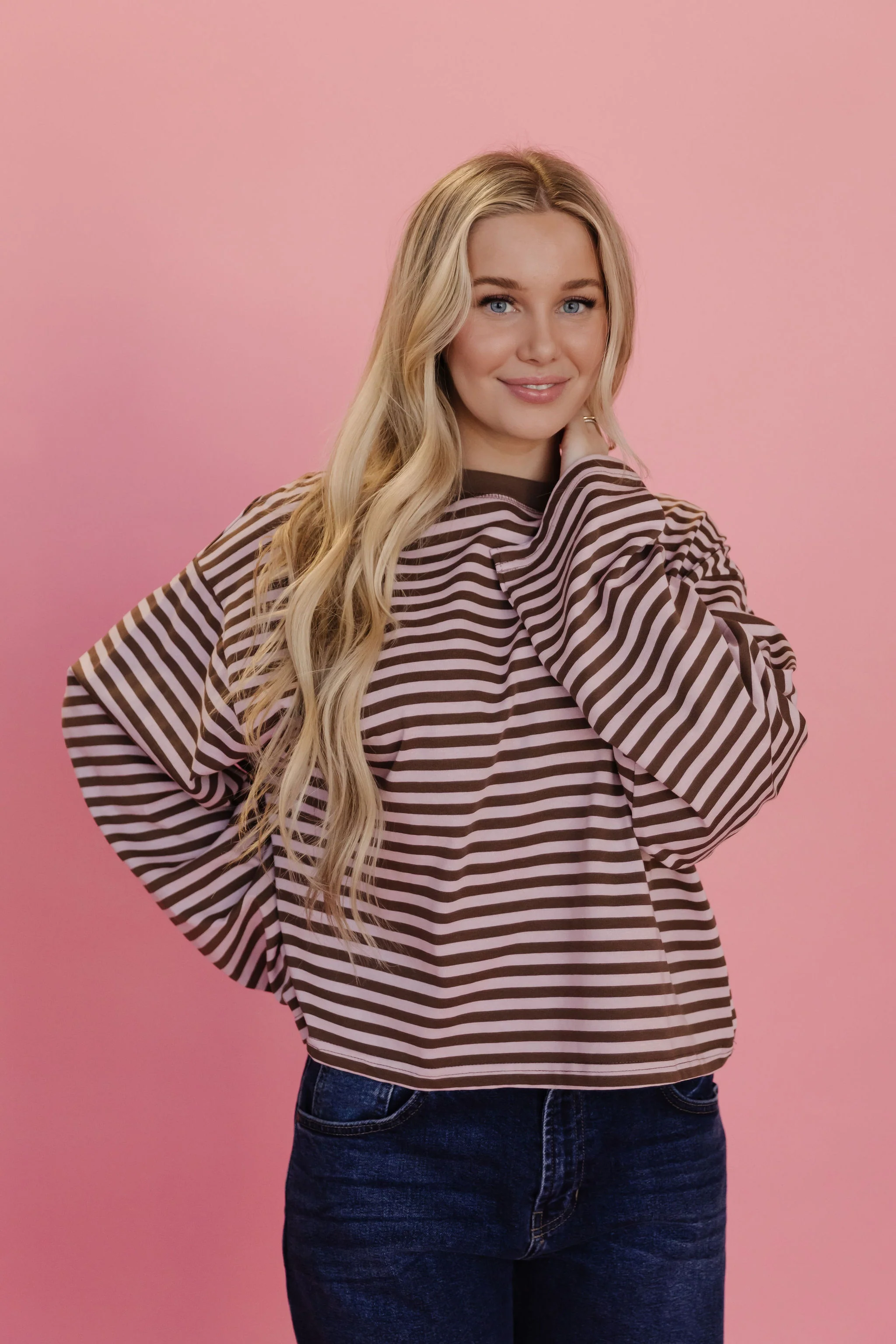 THE NEHEMIA STRIPED TOP IN PINK - Payfeveri
