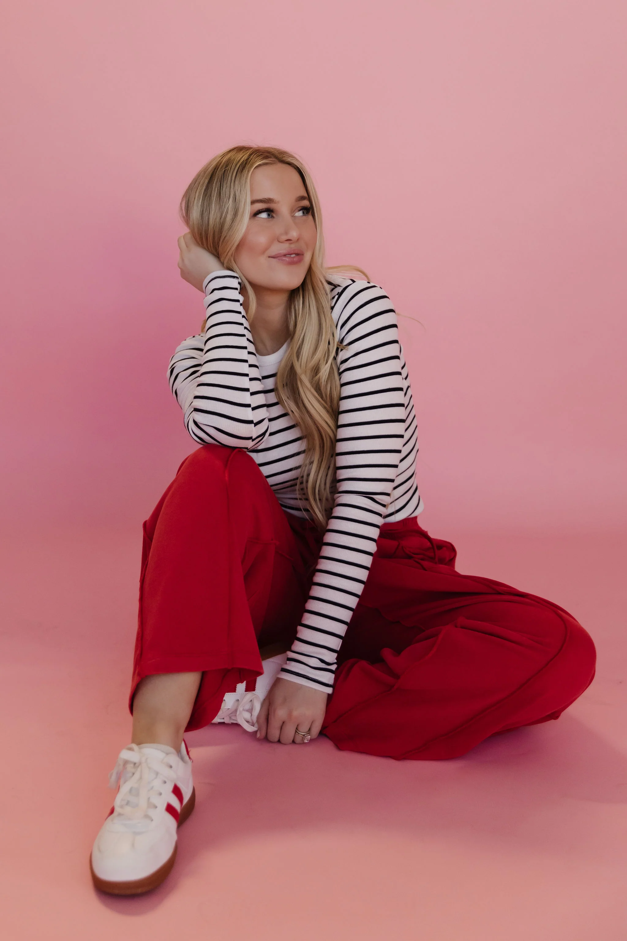 THE GAIA BARREL KNIT UTILITY PANTS IN RED - Payfeveri