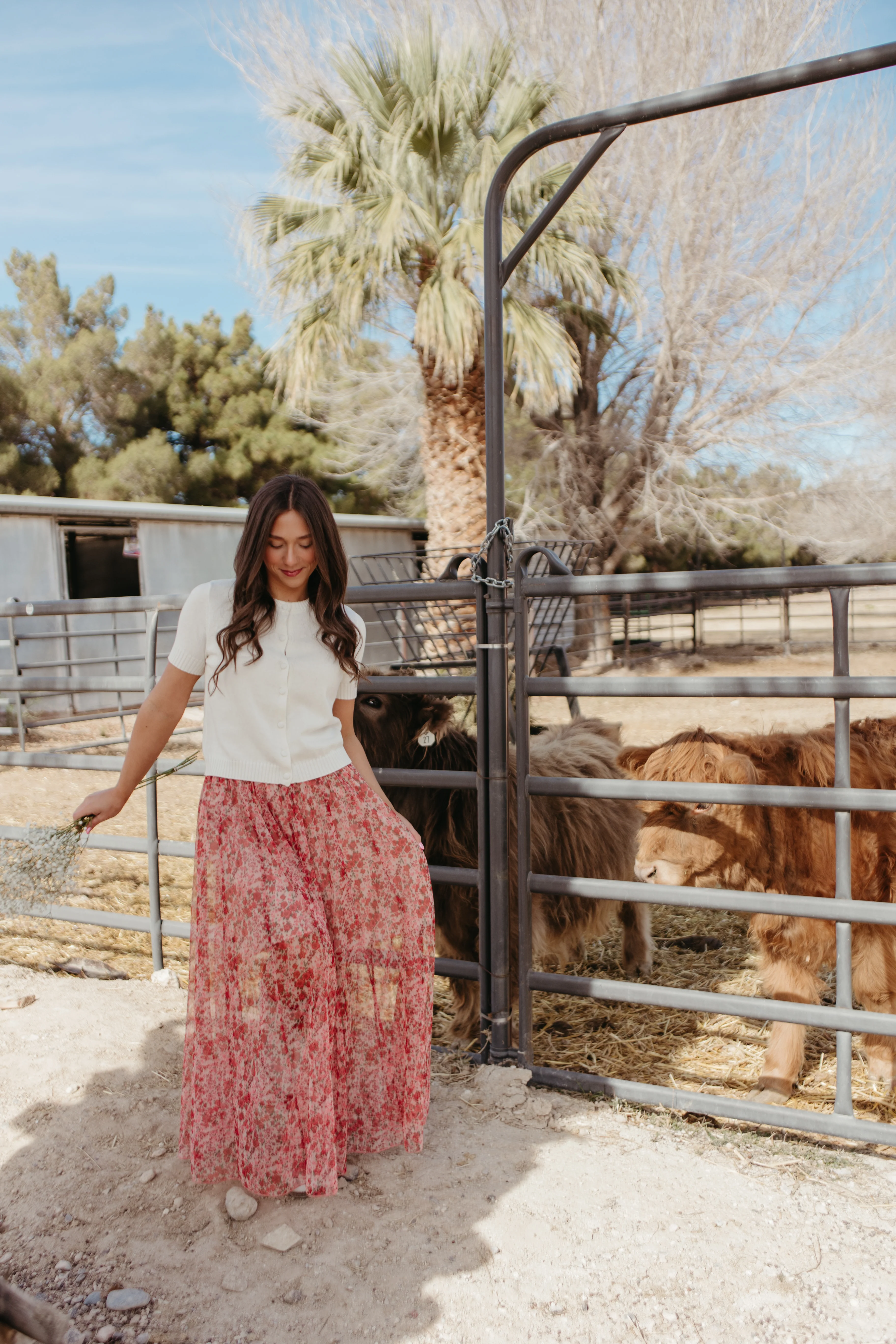 THE MILLIE FLORAL MESH MAXI SKIRT IN ROSE - Payfeveri