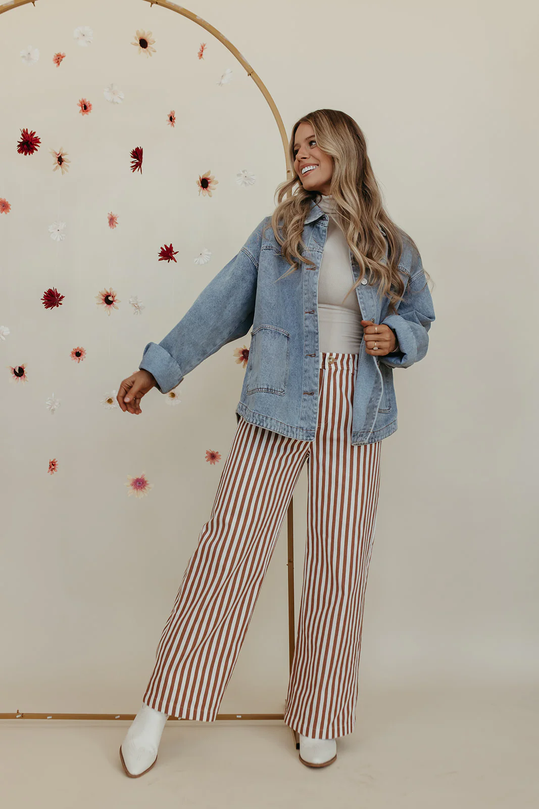 THE STACEY STRIPED WIDE LEG PANTS IN IVORY - Payfeveri