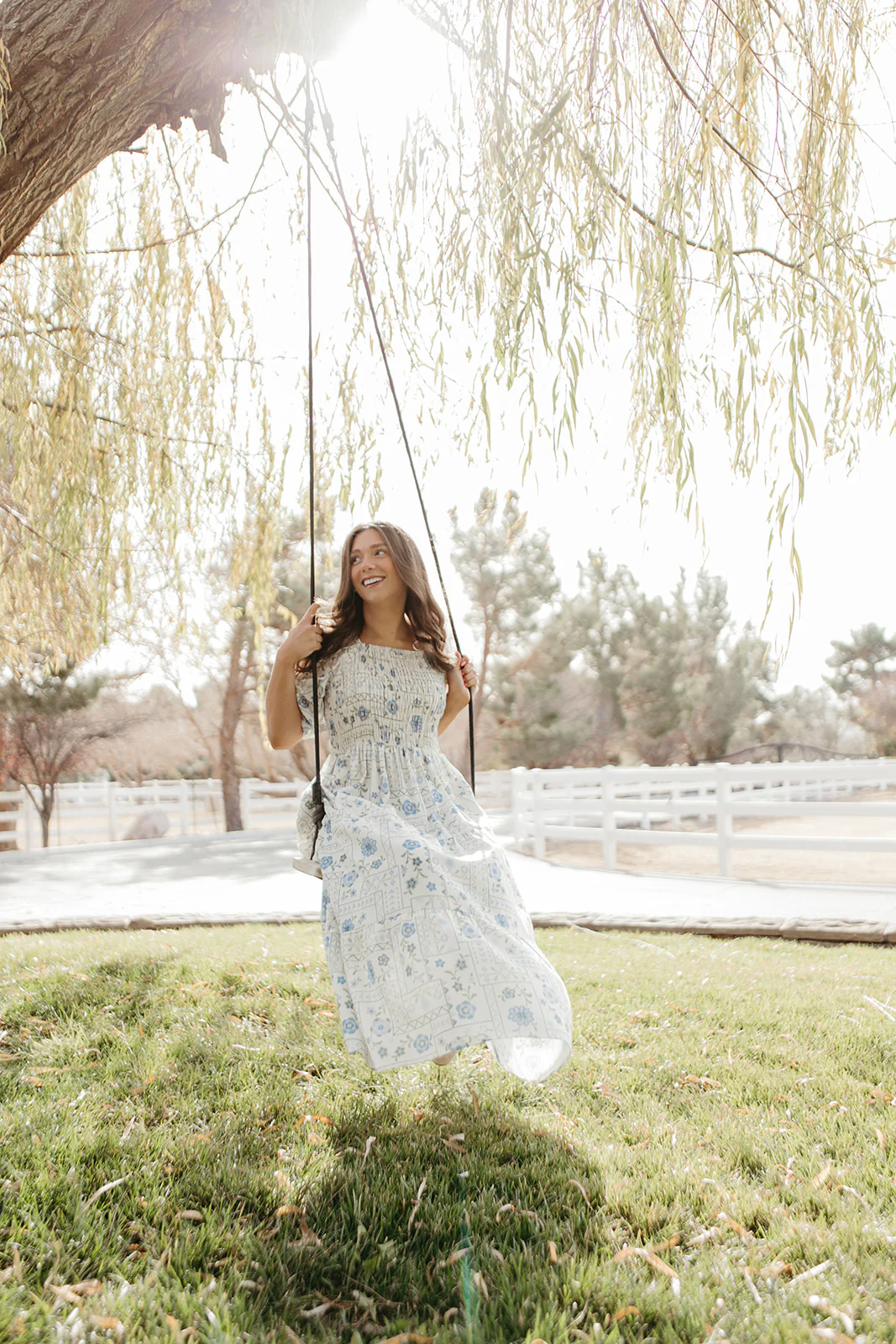 THE LUNA FLORAL SMOCKED DRESS IN BLUE - Payfeveri