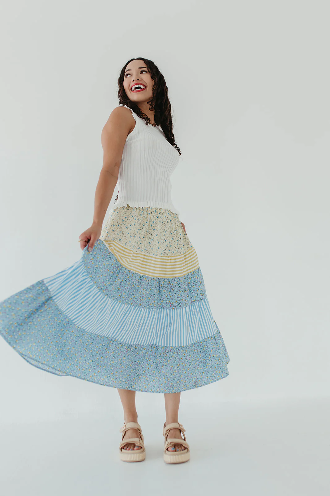 THE STEVEN FLORAL MIDI SKIRT IN YELLOW - Payfeveri