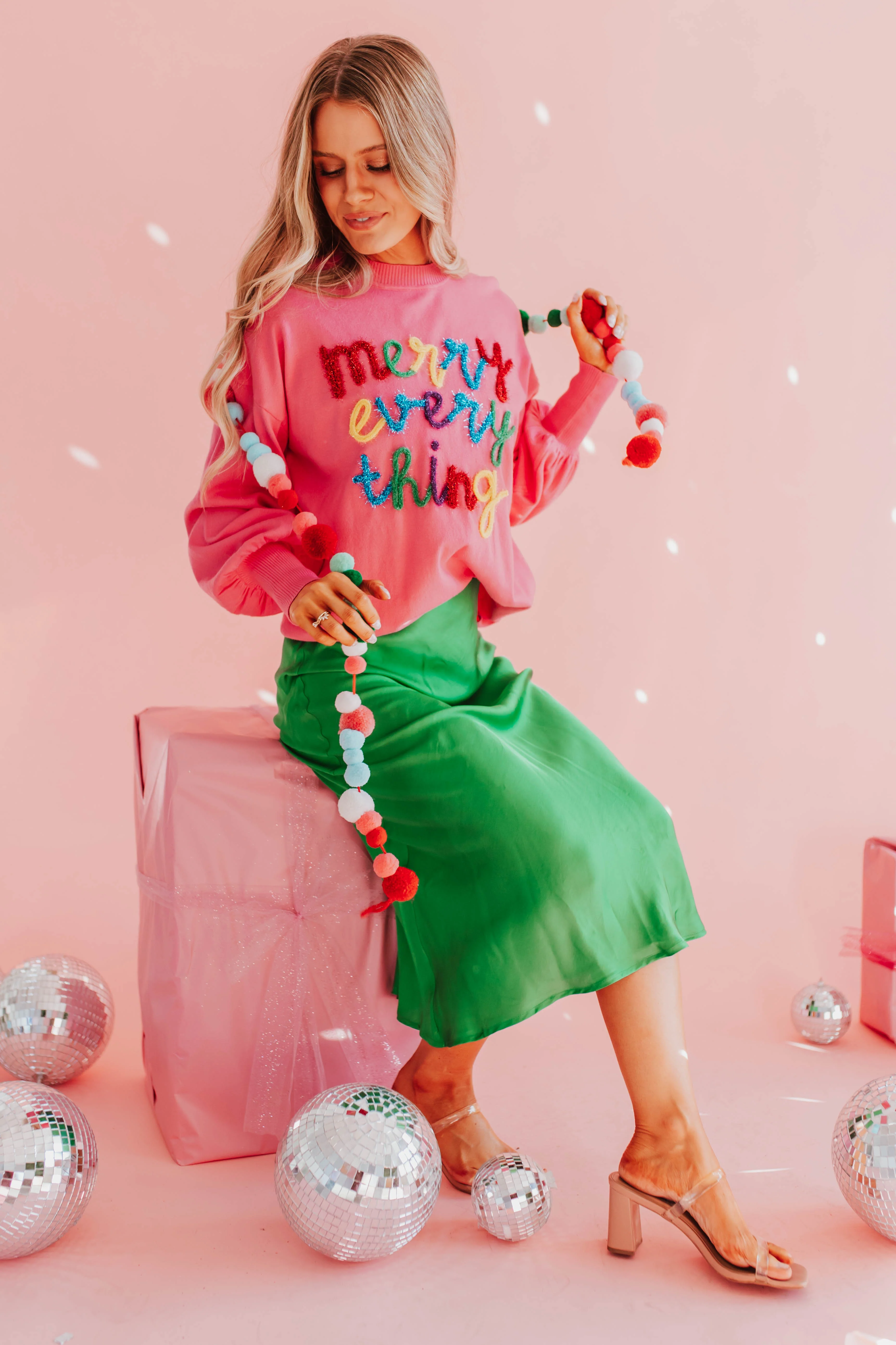 THE MISTLETOE SATIN MIDI SKIRT IN EMERALD GREEN - Payfeveri