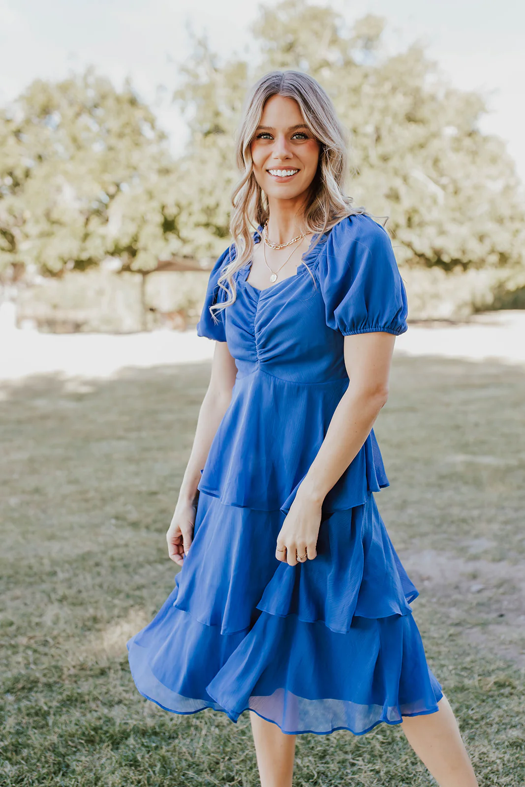 THE ANGEL CHIFFON MIDI DRESS IN ROYAL BLUE BY PINK DESERT - Payfeveri