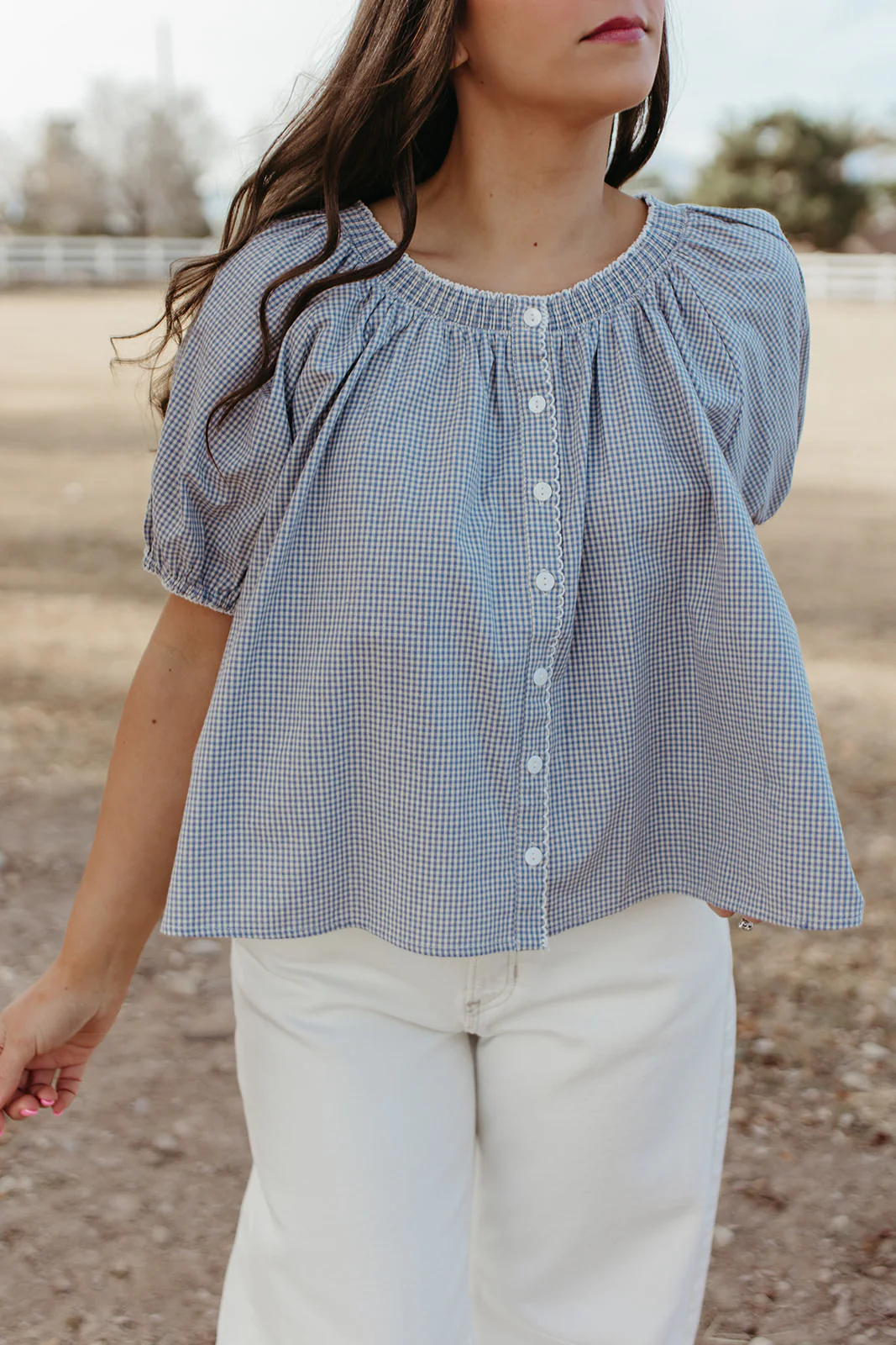 THE DAPHNE CHECKERED TOP IN BLUE - Payfeveri