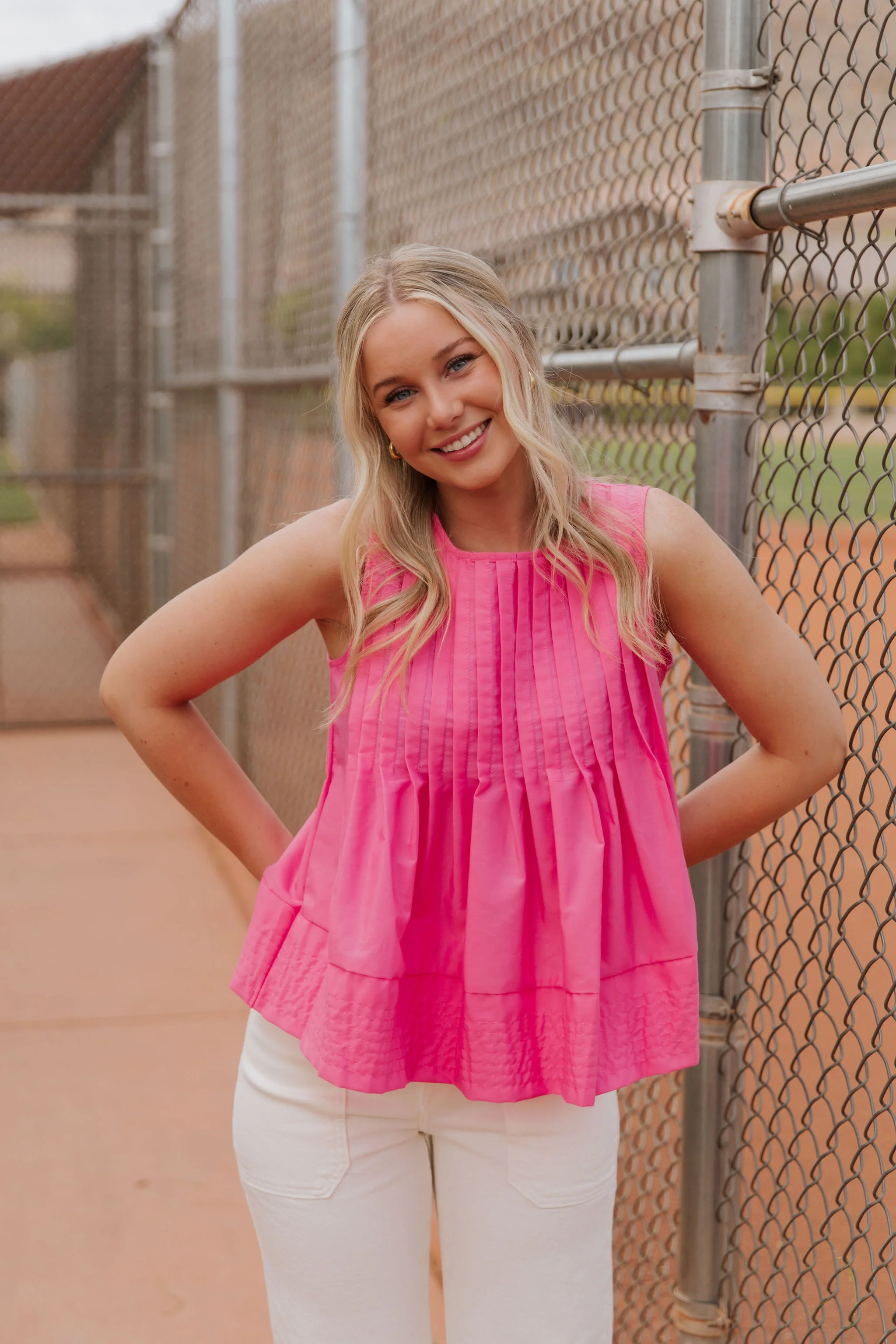 THE SKIPPER SLEEVELESS BLOUSE IN PINK - Payfeveri