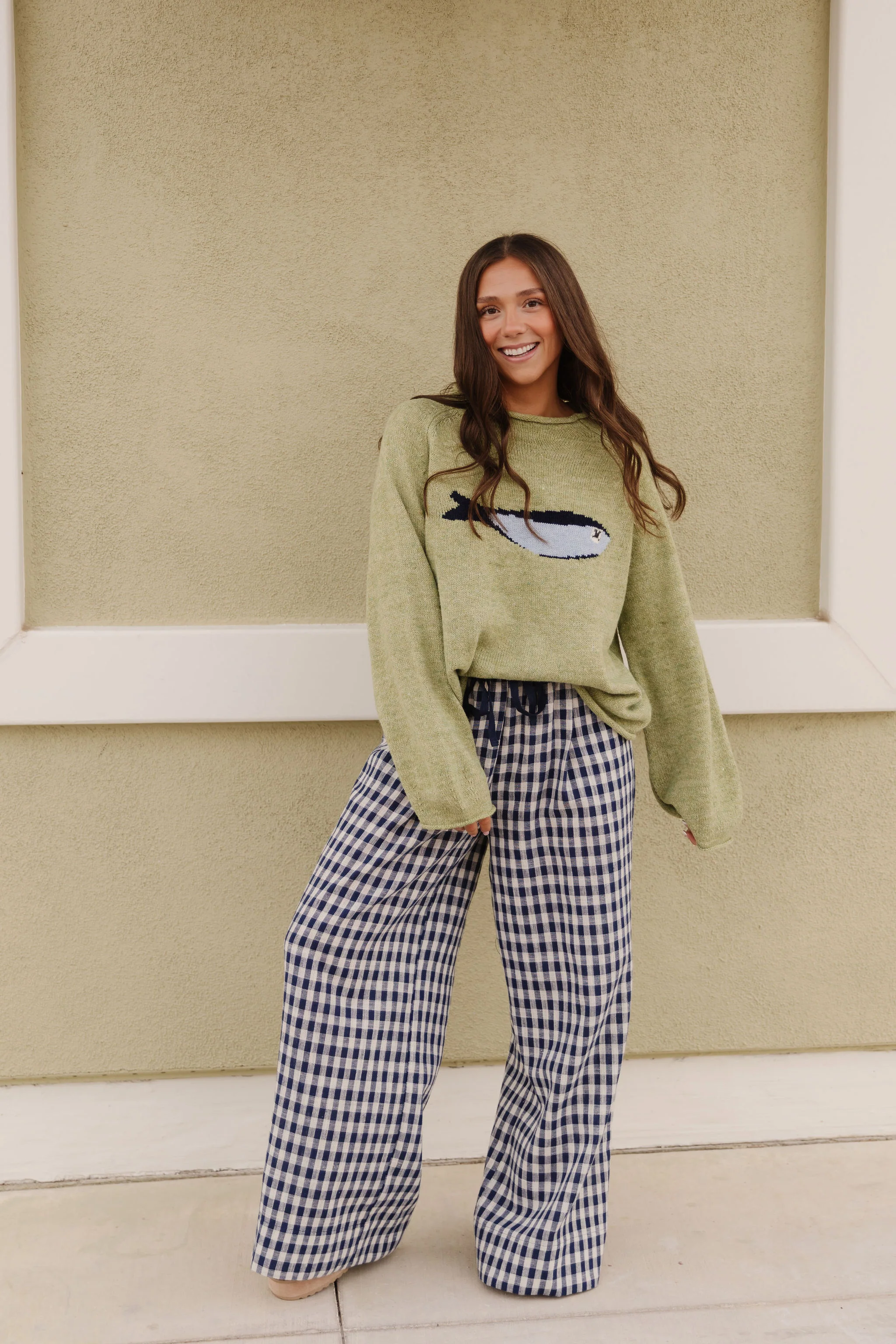 THE SARAH GINGHAM CHECK PANTS IN NAVY - Payfeveri