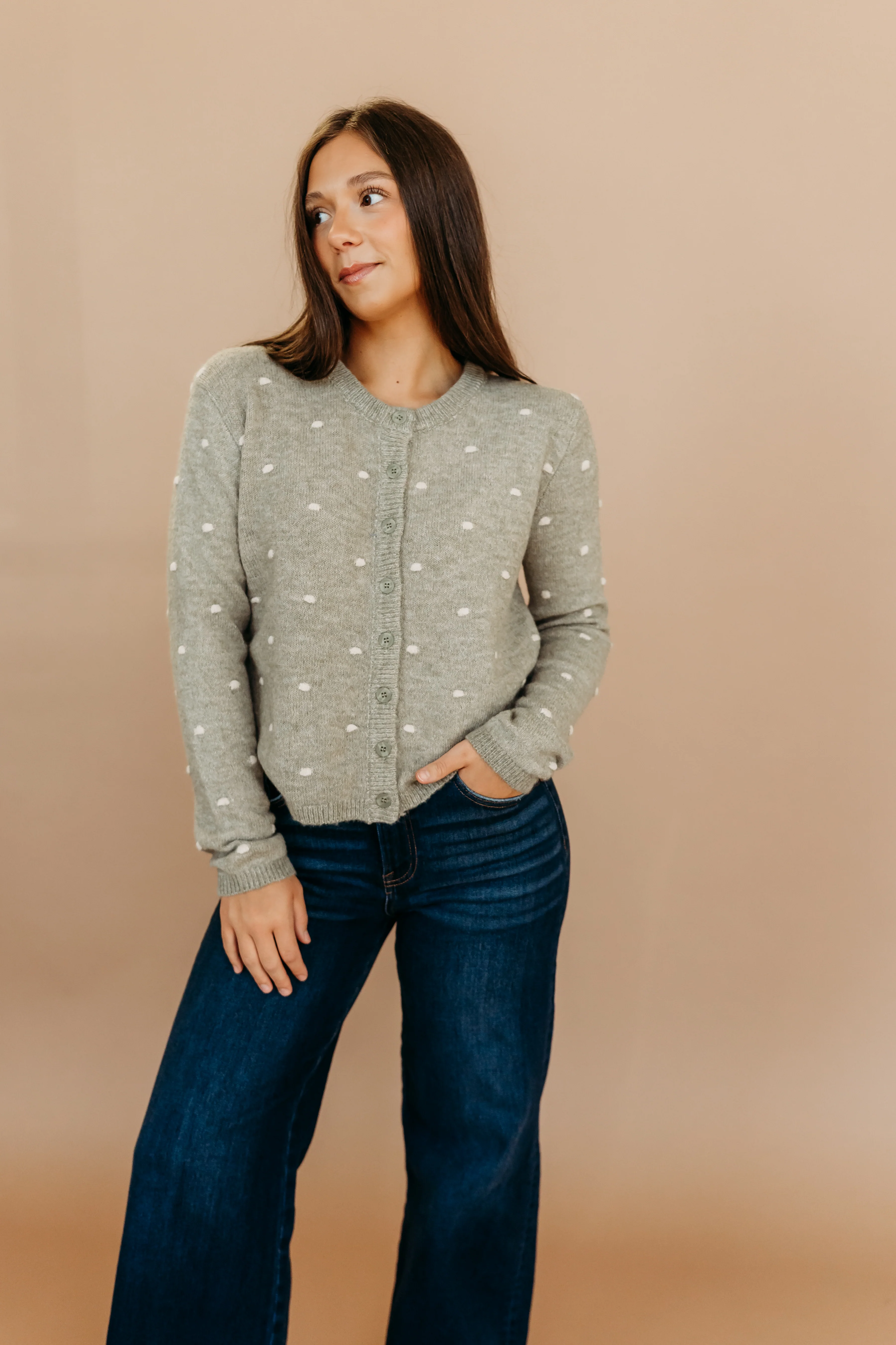 THE AELIN POLKA DOT SWEATER IN SAGE - Payfeveri