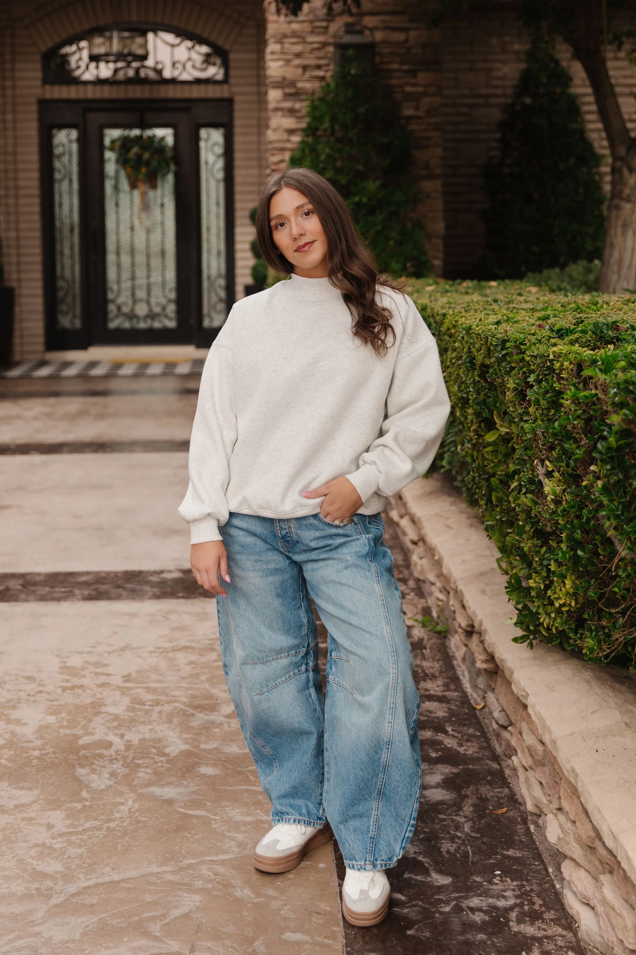 THE DIANNE MOCK NECK SWEATER IN WHITE MELANGE - Payfeveri