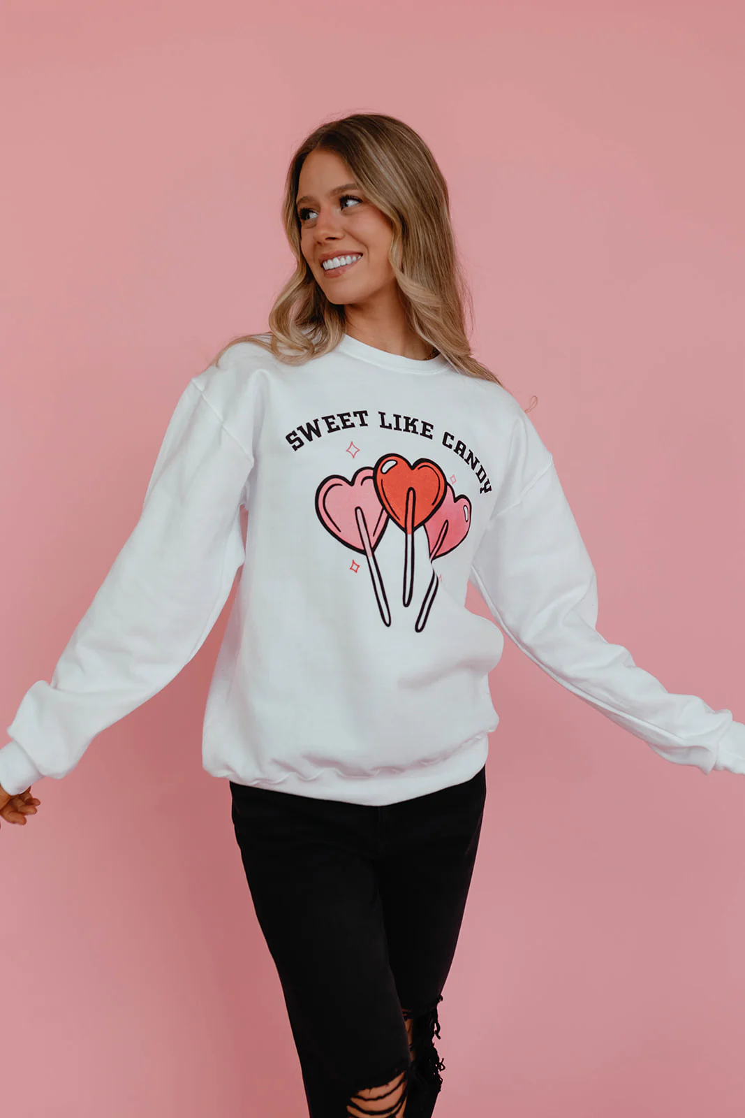 THE SWEET LIKE CANDY PULLOVER IN WHITE BY PINK DESERT - Payfeveri