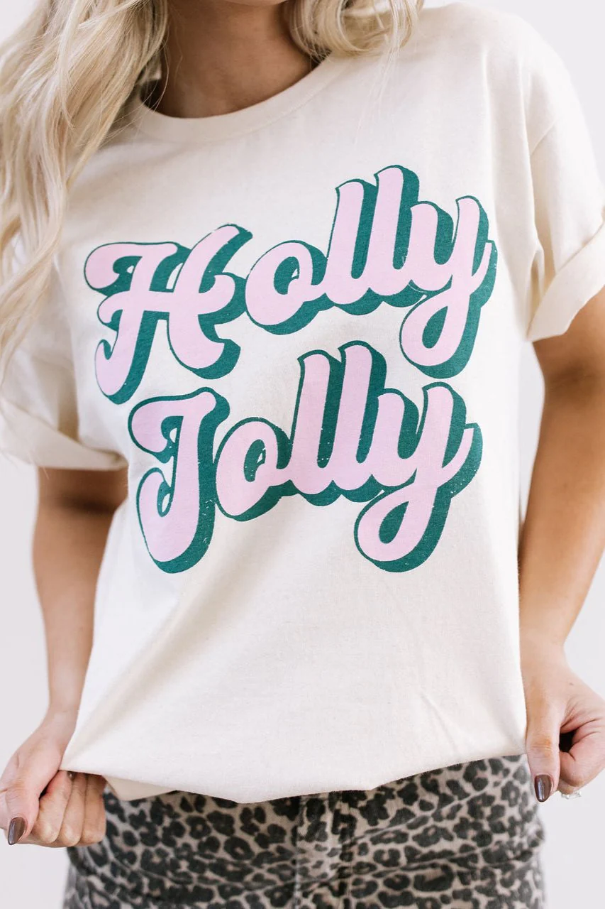 THE HOLLY JOLLY GRAPHIC TEE IN IVORY - Payfeveri
