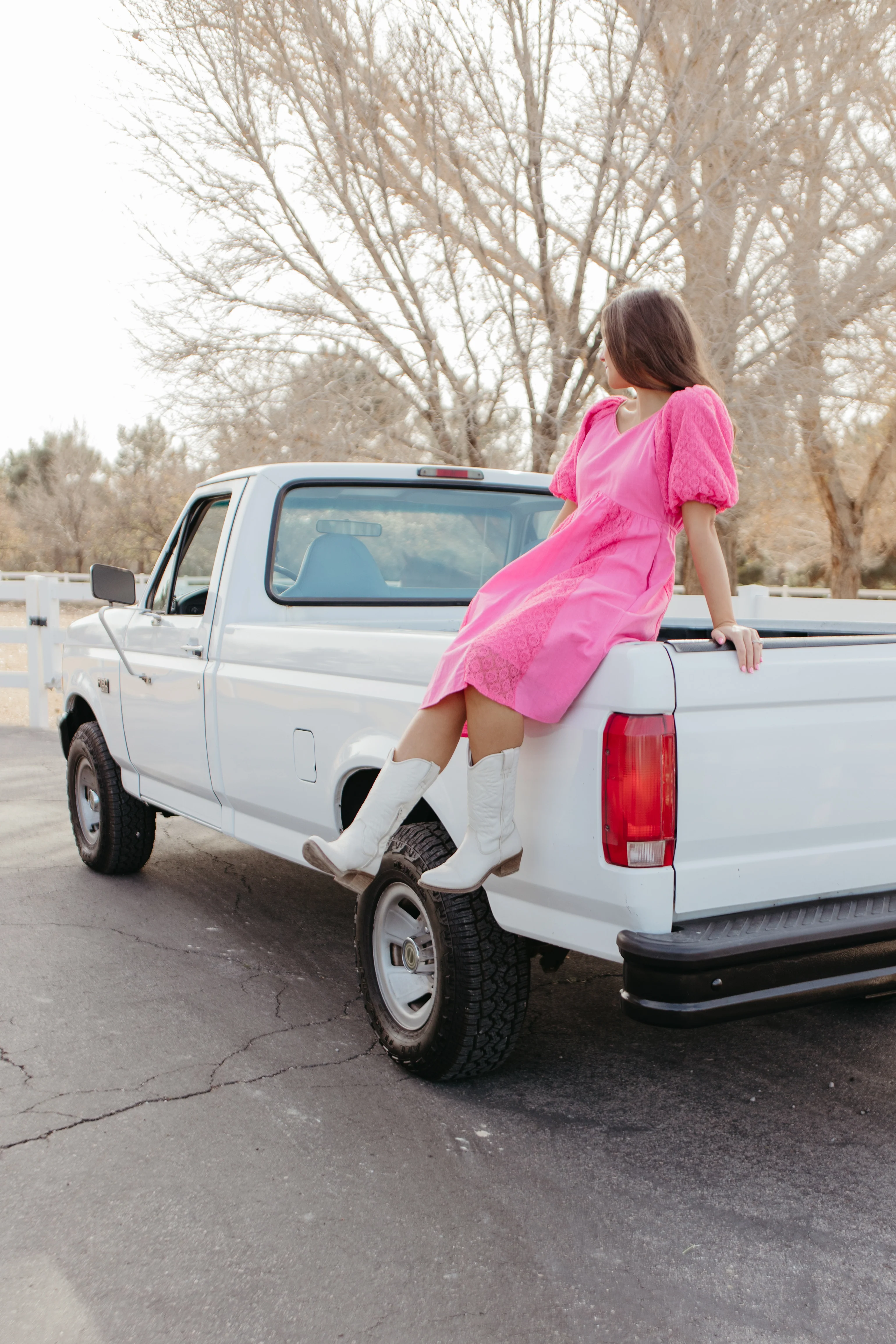 THE AMBERLY LACE PUFF SLEEVE DRESS IN PINK - Payfeveri
