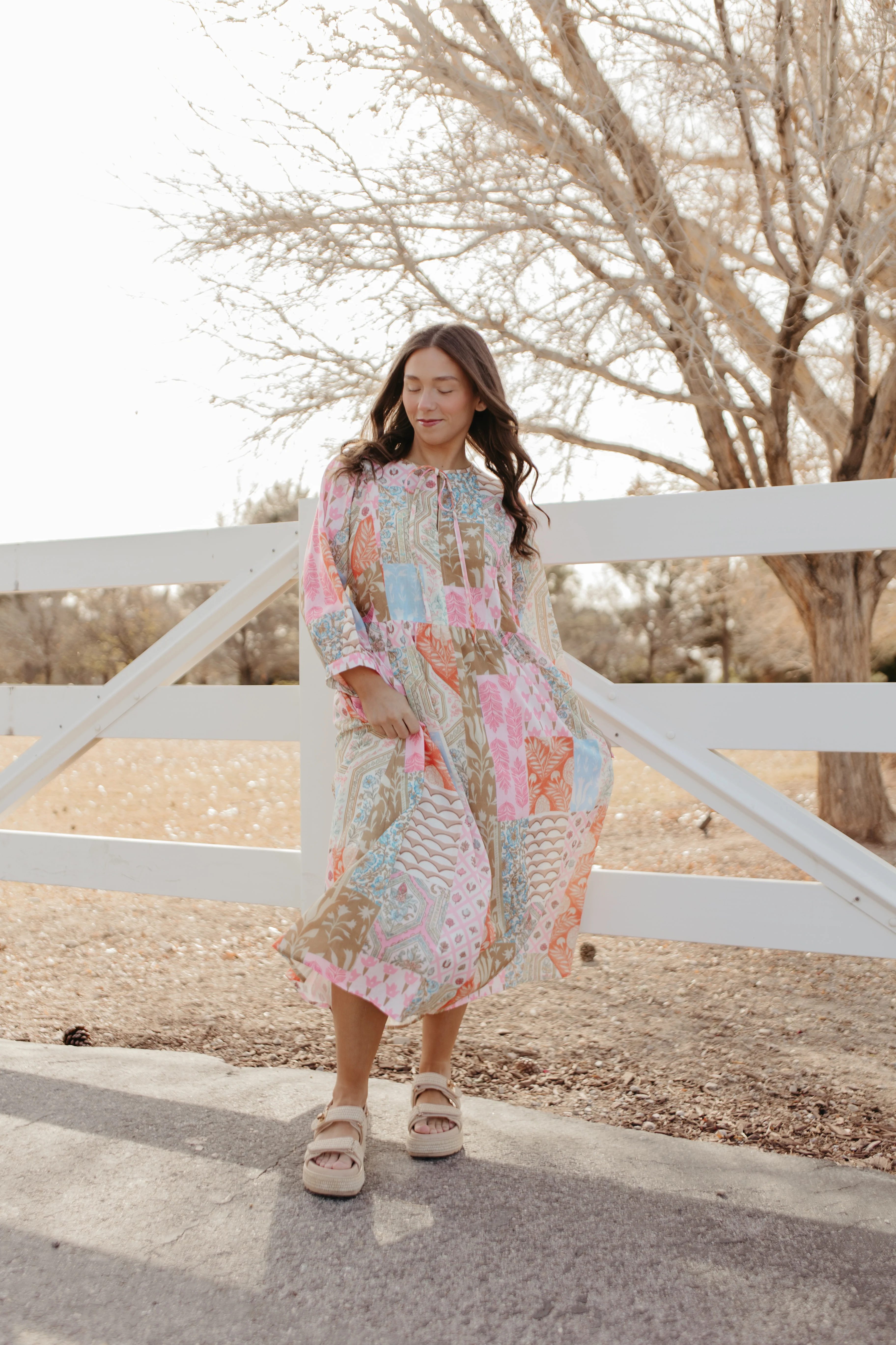 THE SALENA MULTI PRINT MAXI DRESS IN PINK - Payfeveri