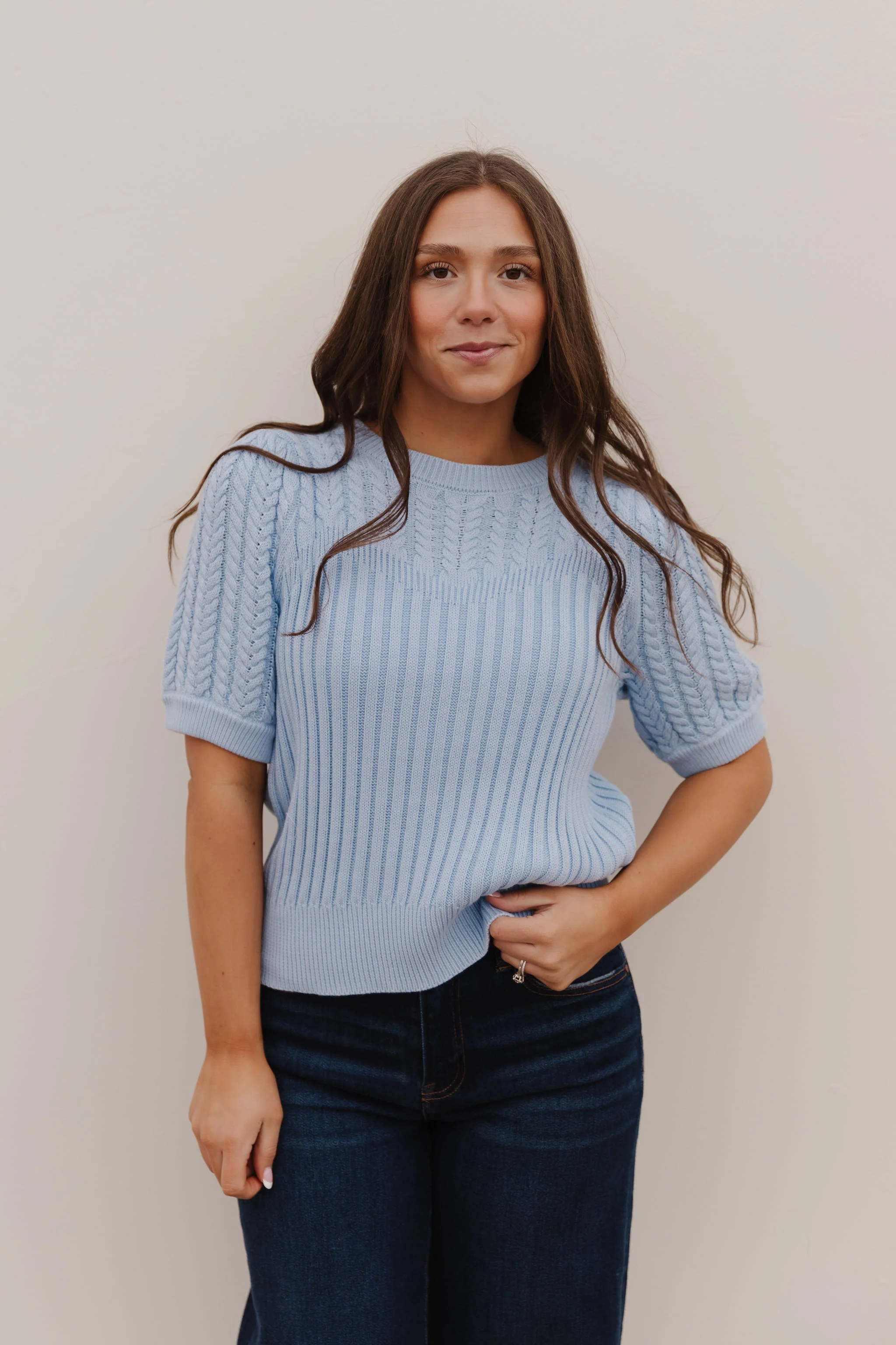 THE KASSIDY PUFF SLEEVE SWEATER IN SKY BLUE - Payfeveri